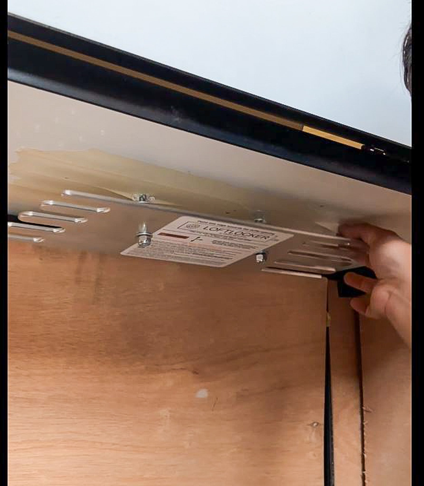 Oru Bruin Camper storage for camping gear - LoftLocker install to hang duffel bags