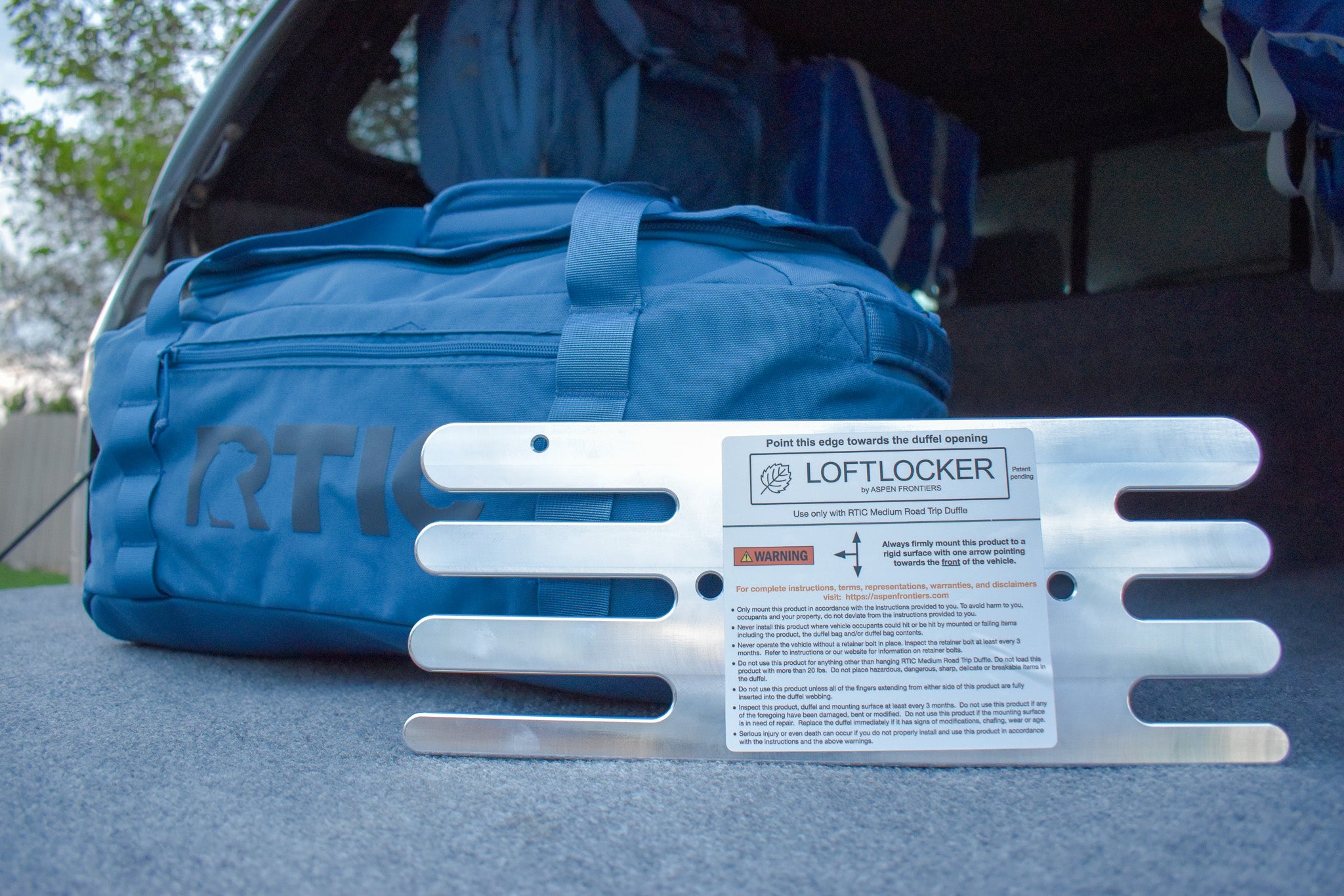 LoftLockers (compatible with RTIC duffels) are duffel hooks for vans, overland camper shells and truck toppers.