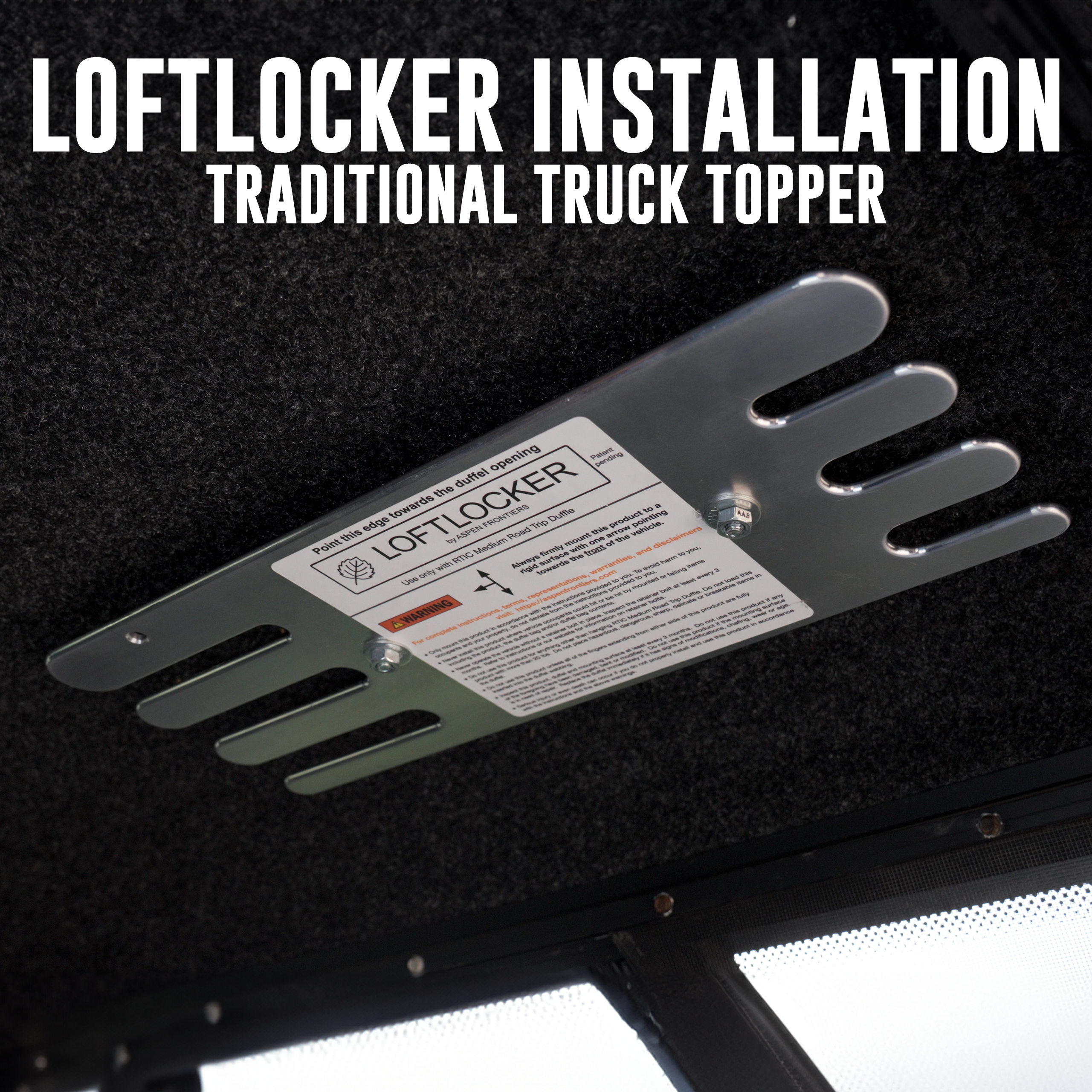 Installation video of Truck topper duffel hanging system for streamlined truck bed camping storage